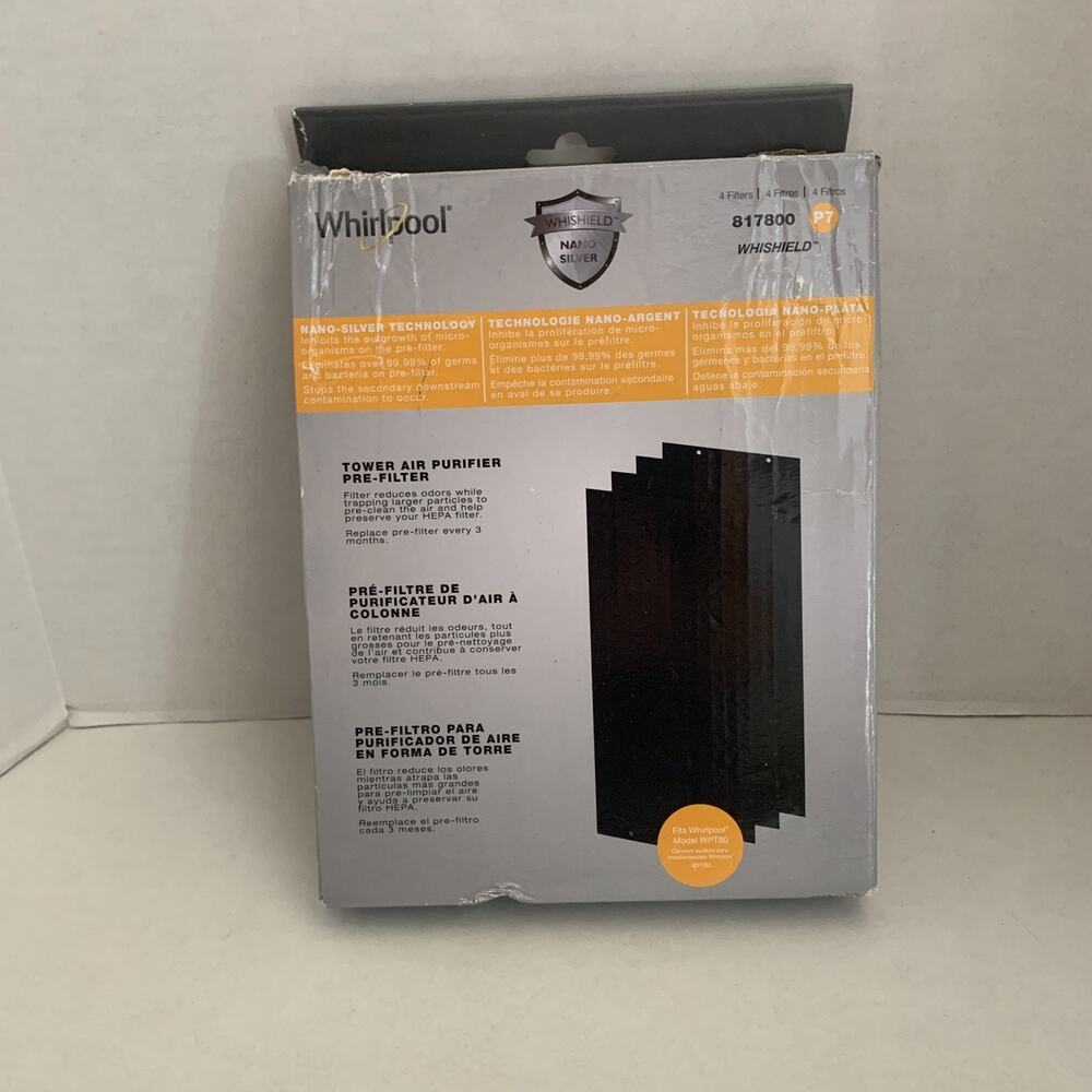 Whirlpool 4 Pack 817800 Replacement Charcoal Tower Air Purifier Pre-Filter WPT80